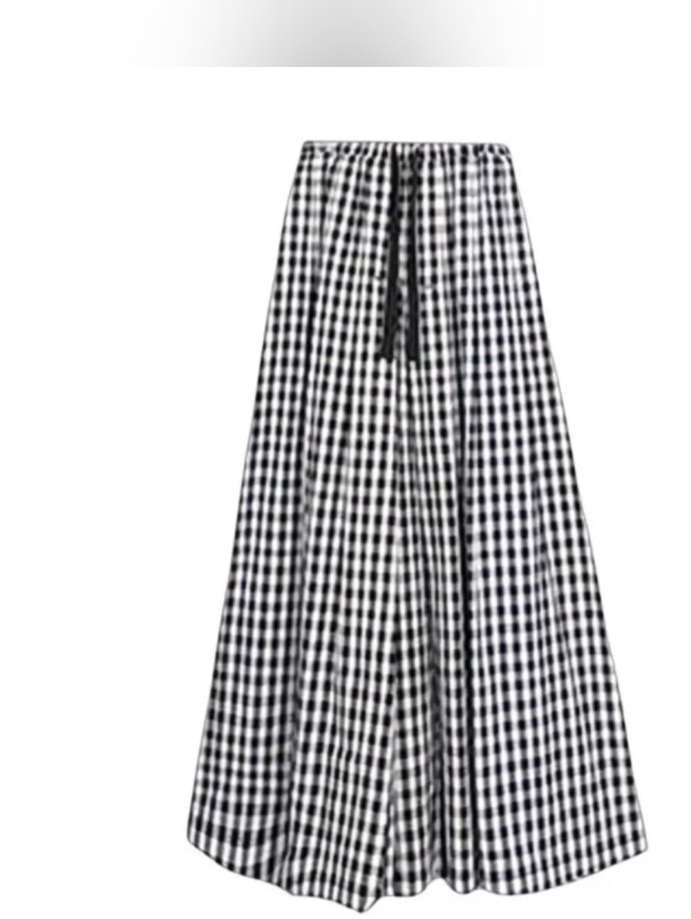 Black & White Plaid Gingham Wide-Leg Capri Pants